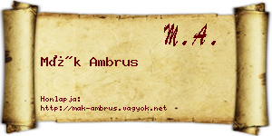 Mák Ambrus névjegykártya